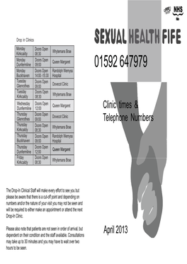 Clinic Times & Telephone Numbers April 2013