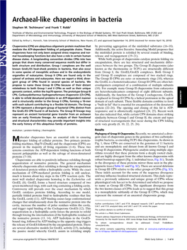 Archaeal-Like Chaperonins in Bacteria