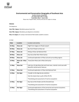 Environmental and Conservation Geography of Southeast Asia