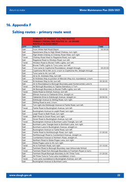 Gritting Routes List