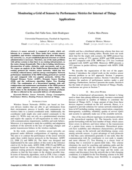 Monitoring a Grid of Sensors by Performance Metrics for Internet of Things