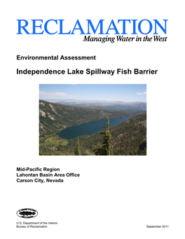 Independence Lake Spillway Fish Barrier