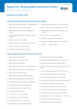 Aegon N.V. Responsible Investment Policy