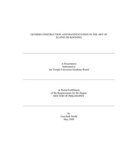 Gender Construction and Manifestation in the Art of Elaine De Kooning