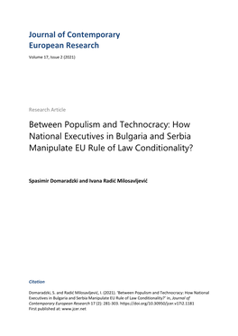 How National Executives in Bulgaria and Serbia Manipulate EU Rule of Law Conditionality?