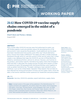 21-12 How COVID-19 Vaccine Supply Chains Emerged in the Midst of a Pandemic