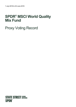 Proxy Voting Record