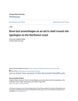 Bone Tool Assemblages As an Aid to Shell Mound Site Typologies on the Northwest Coast