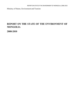 Report on the State of the Environment of Mongolia 2008-2010
