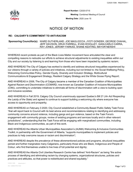 Attach 1-Calgary's Commitment to Anti-Racism Notice of Motion