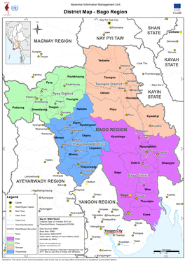 Bago Region Pekon 95° E 96° E Nay Pyi Taw City 97° E ^ (! INDIA Pyinmana CHINA SHAN Ü Lewe STATE Loikaw .! NAY PYI TAW MAGWAY REGION Demoso