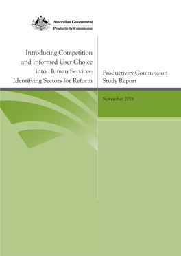 Human Services: Productivity Commission Identifying Sectors for Reform Study Report