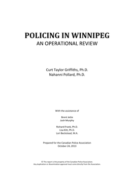 Policing in Winnipeg an Operational Review