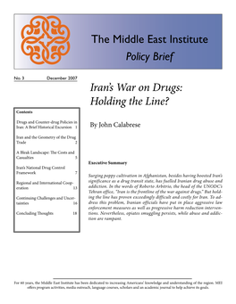 Iran's War on Drugs: Holding the Line? the Middle East Institute