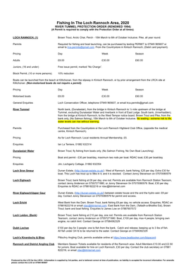 Fishing in the Loch Rannoch Area, 2020 RIVER TUMMEL PROTECTION ORDER (RENEWED 1994) (A Permit Is Required to Comply with the Protection Order at All Times)