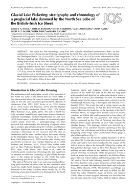 Glacial Lake Pickering: Stratigraphy and Chronology of a Proglacial Lake Dammed by the North Sea Lobe of the British–Irish Ice Sheet