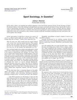 Sport Sociology, in Question1