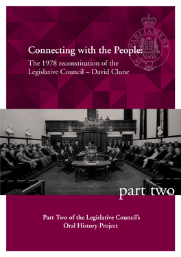 Connecting with the People: the 1978 Reconstitution of the Legislative Council – David Clune