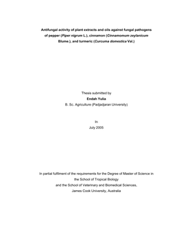 Antifungal Activity of Plant Extracts and Oils