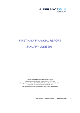 First Half Financial Report 2021