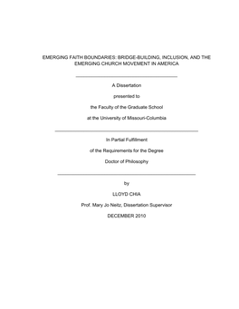 Emerging Faith Boundaries: Bridge-Building, Inclusion, and the Emerging Church Movement in America