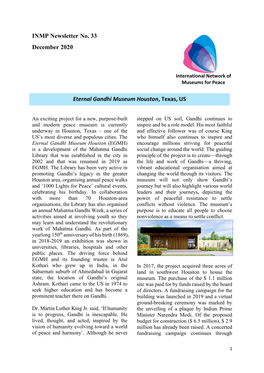 INMP Newsletter No. 33 December 2020 Eternal Gandhi Museum