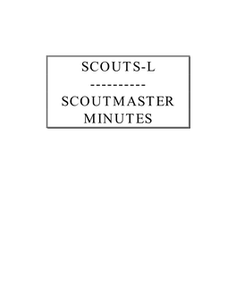 Scouts-L ---Scoutmaster Minutes