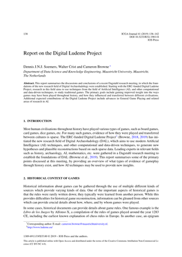 Report on the Digital Ludeme Project