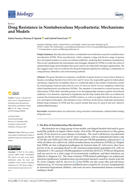 Drug Resistance in Nontuberculous Mycobacteria: Mechanisms and Models