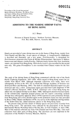 Additions to the Marine Shrimp Fauna of Hong Kong