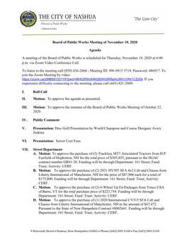 Board of Public Works Meeting of November 19, 2020 Agenda A