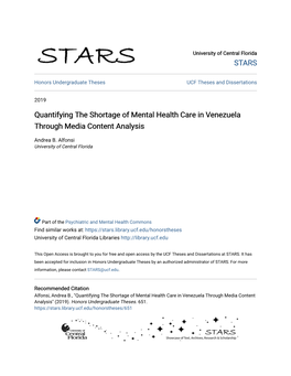 Quantifying the Shortage of Mental Health Care in Venezuela Through Media Content Analysis