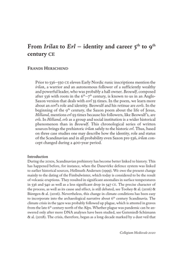 From Irilar to Erl – Identity and Career 5Th to 9Th Century CE
