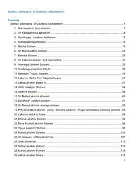 Stotras Addressed to Goddess Mahalakshni