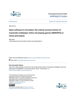 The Critical Success Factors of Massively Multiplayer Online Role Playing Games (MMORPG) in China and Ireland