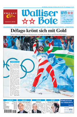 Défago Krönt Sich Mit Gold Dritter Schweizer Abfahrts-Olympiasieger Nach Bernhard Russi Und Pirmin Zurbriggen