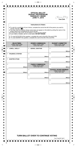 TURN BALLOT OVER to CONTINUE VOTING Typ:01 Seq:0001 Spl:01 BUSINESS ARTICLES