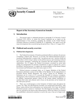 Security Council Distr.: General 11 September 2015