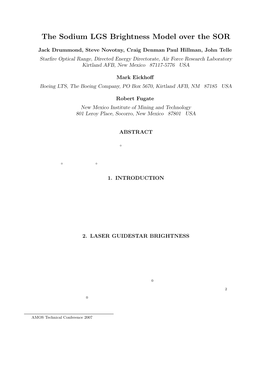 The Sodium LGS Brightness Model Over the SOR