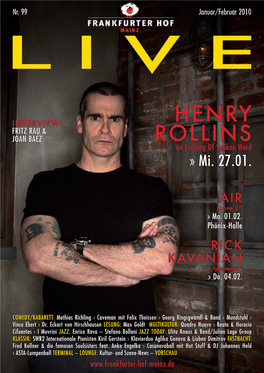 Henry Rollins („An Evening of Terminal] Spoken Word“) Laden Ein Zu Einer Lesung Ihrer Neuesten Werke