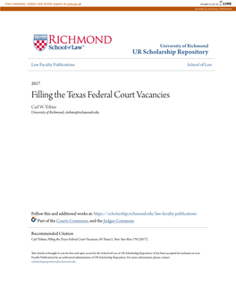Filling the Texas Federal Court Vacancies Carl W