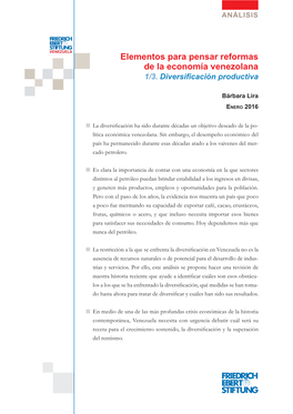 Elementos Para Pensar Reformas De La Economía Venezolana 1/3