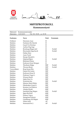 MØTEPROTOKOLL Kommunestyret