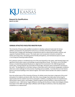 Request for Qualifications KANSAS ATHLETICS FACILITIES MASTER