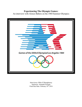Experiencing the Olympic Games: an Interview with Alonzo Babers on the 1984 Summer Olympics