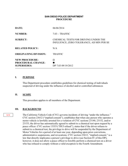 Chemical Tests for Intoxication, DP 7.03