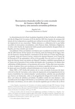 Recreaciones Musicales Sobre La Venta Encantada De Gustavo Adolfo Becquer