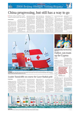 China Progressing, but Still Has a Way to Go Olympic Sailing Competition a Good Ing the Sport in the Late 1970S