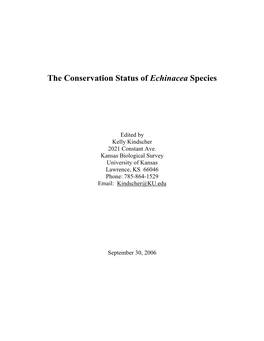 Introduction to the Conservation Status of Echinacea Species