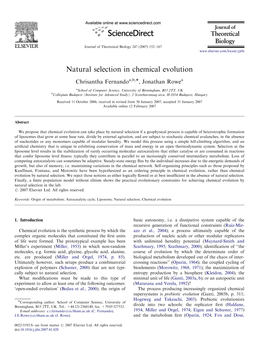 Natural Selection in Chemical Evolution